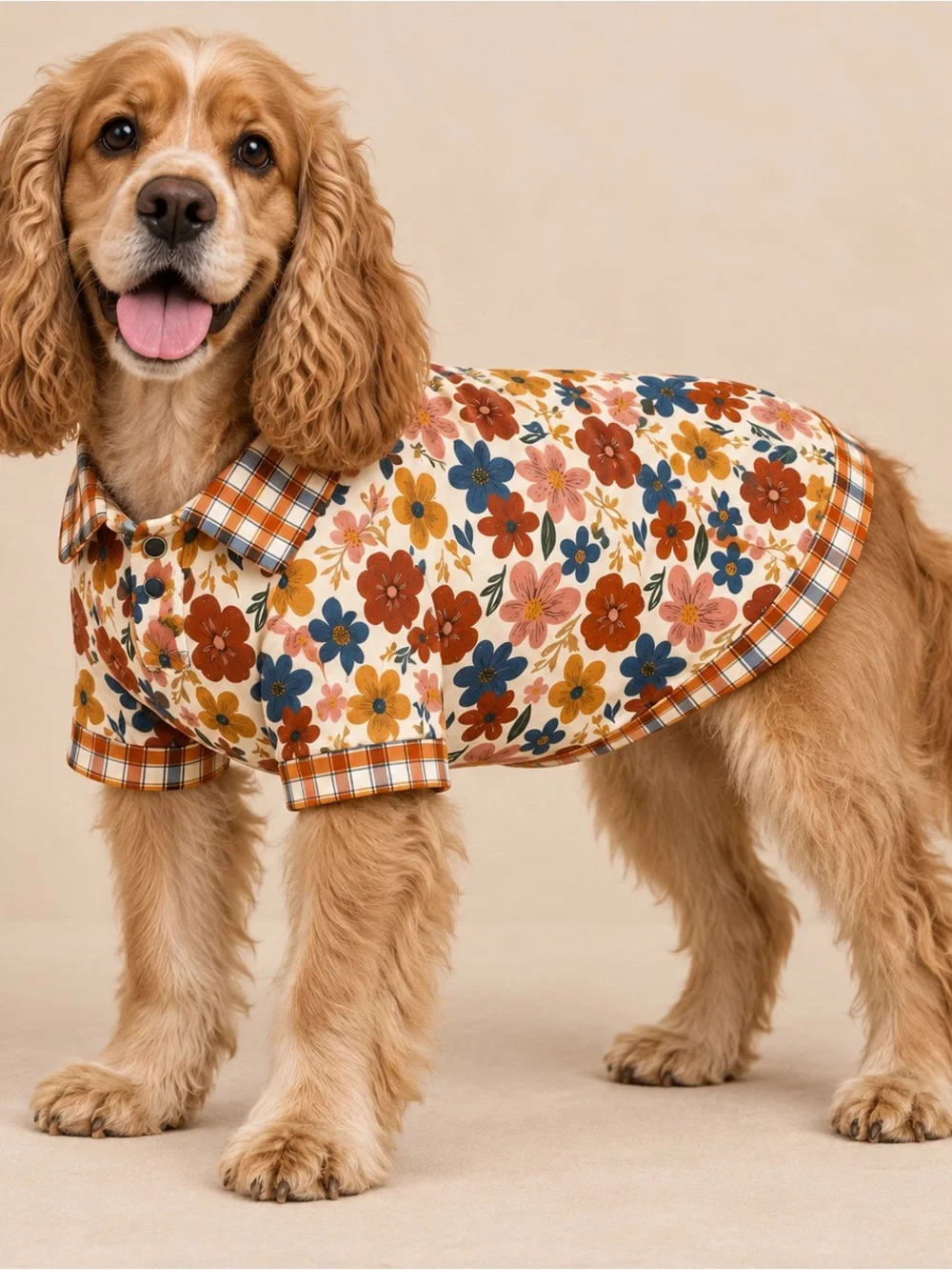 Griffy & Drake Fall Blooms Collared Dog Shirt Size Large NWT